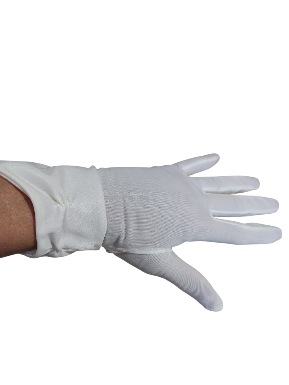 Vintage White Sheer Gloves Ruched Wrist Formal Bridal Tea Party Costume